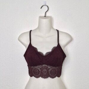Aerie Floral Lace Bralette Sz L Removable Pads Strappy Boho Whimsigoth Intimates